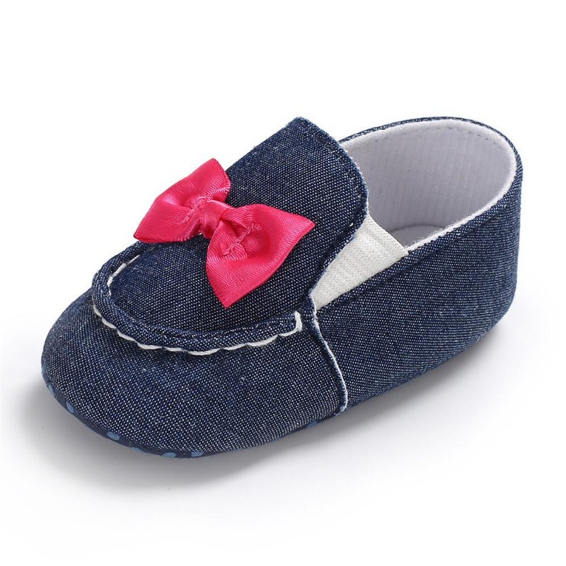 Baby Girls Bow Decor Slip Ons Casual Flat Shoes