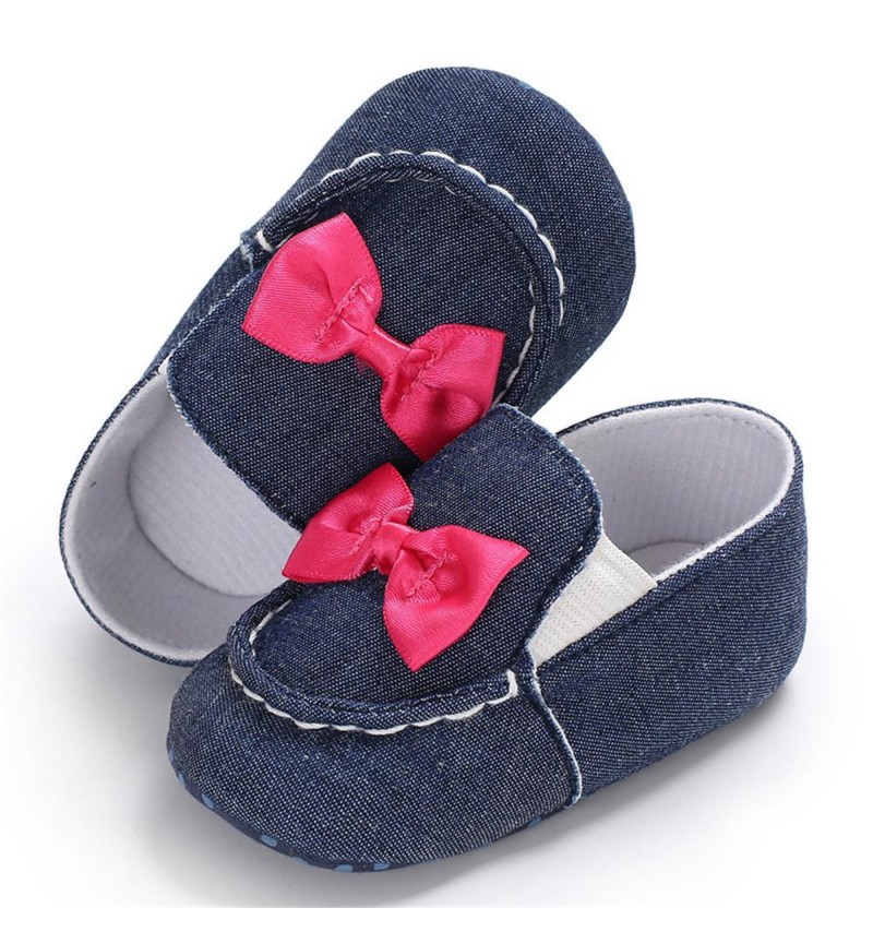 Baby Girls Bow Decor Slip Ons Casual Flat Shoes