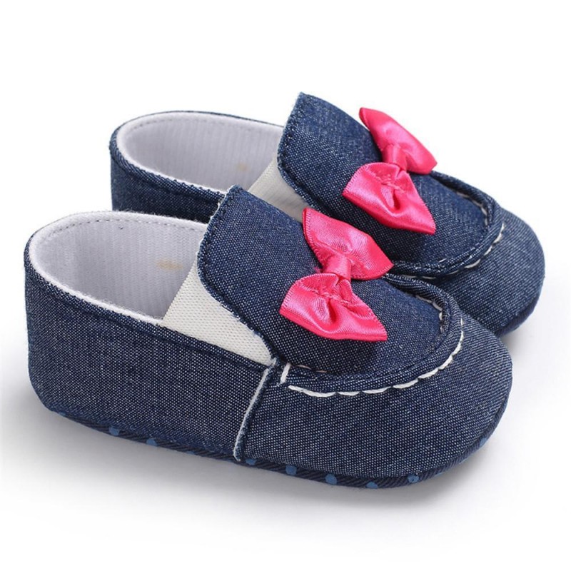 Baby Girls Bow Decor Slip Ons Casual Flat Shoes