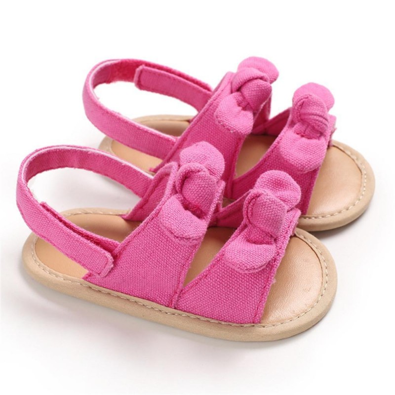 Baby Bow Decor Striped Magic Tape Sandals Children Shoes