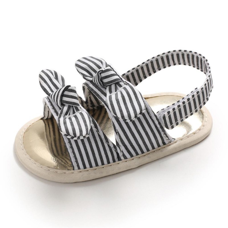 Baby Bow Decor Striped Magic Tape Sandals Children Shoes