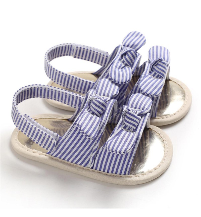 Baby Bow Decor Striped Magic Tape Sandals Children Shoes