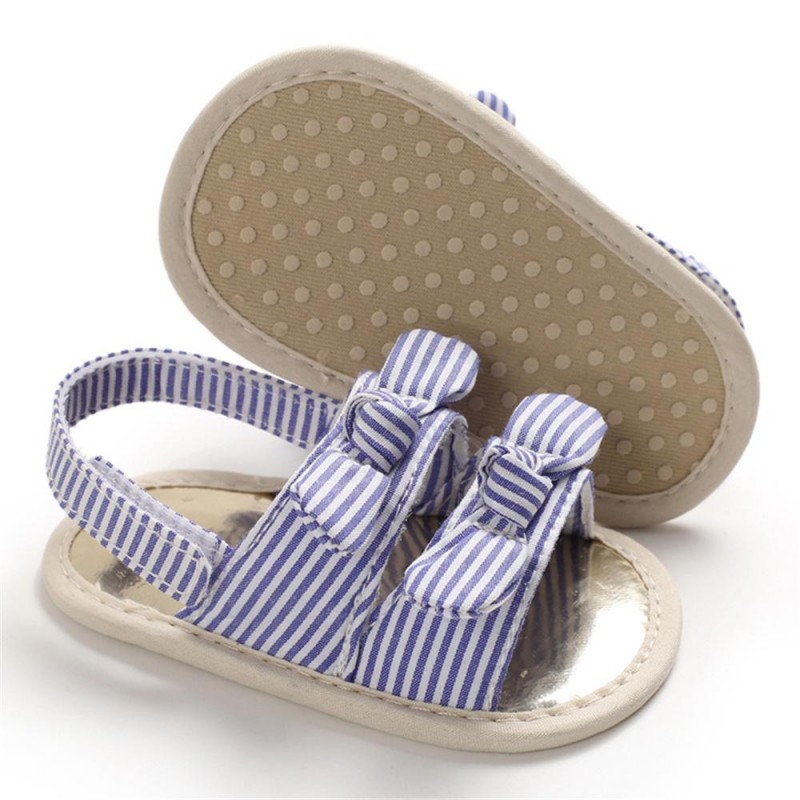 Baby Bow Decor Striped Magic Tape Sandals Children Shoes