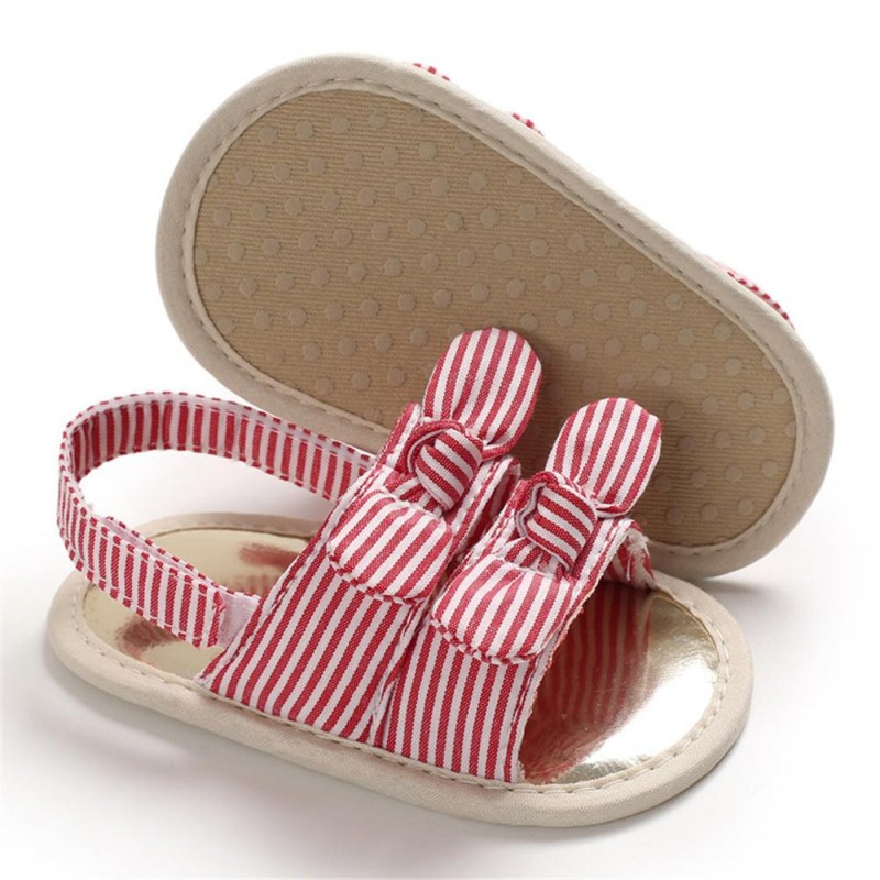 Baby Bow Decor Striped Magic Tape Sandals Children Shoes