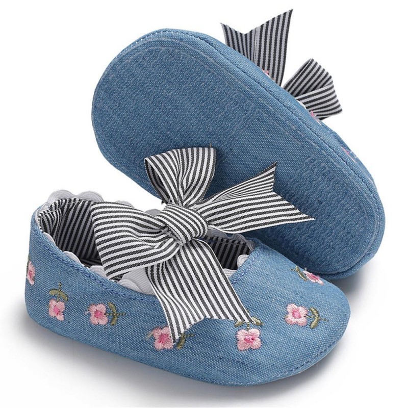 Baby Girls Bow Embroidered Princess Flat Shoes