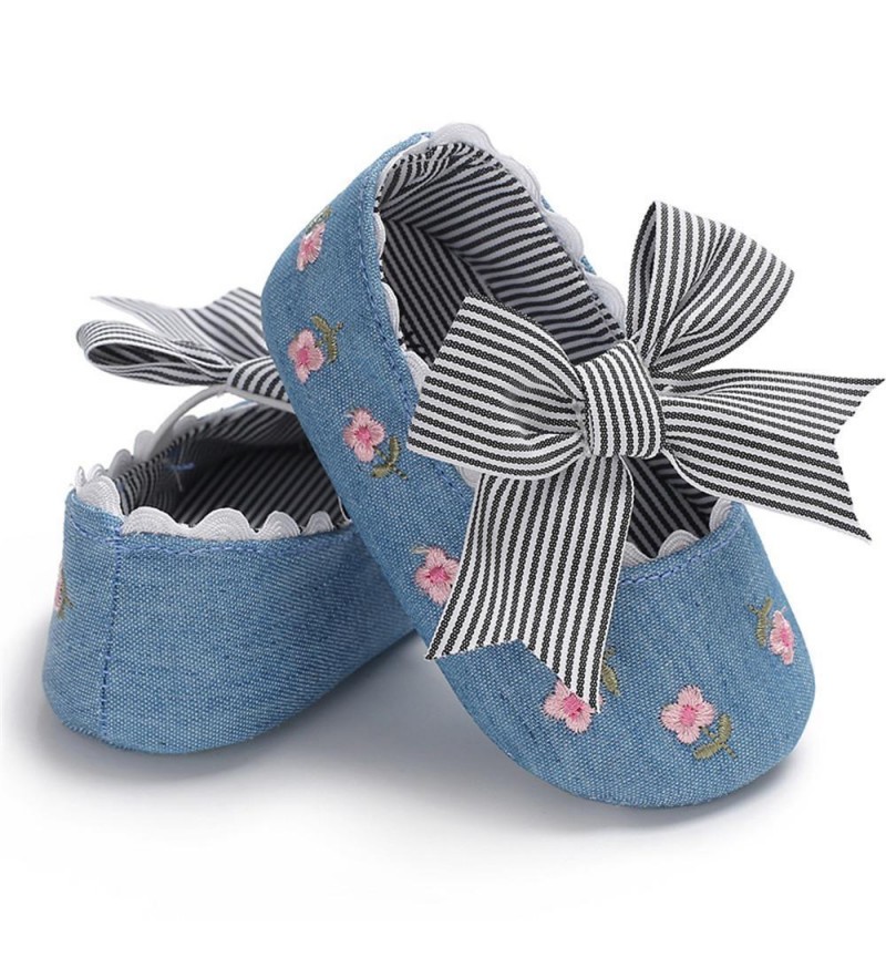 Baby Girls Bow Embroidered Princess Flat Shoes