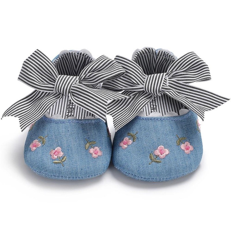 Baby Girls Bow Embroidered Princess Flat Shoes