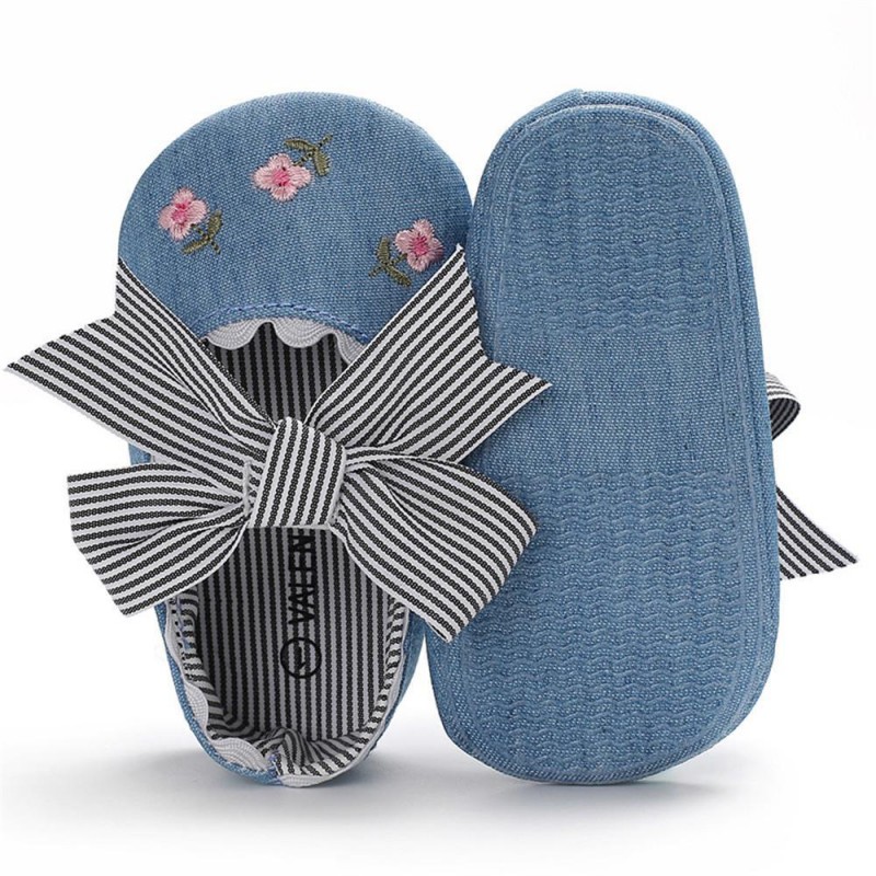 Baby Girls Bow Embroidered Princess Flat Shoes