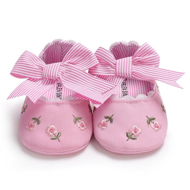 Baby Girls Bow Embroidered Princess Flat Shoes