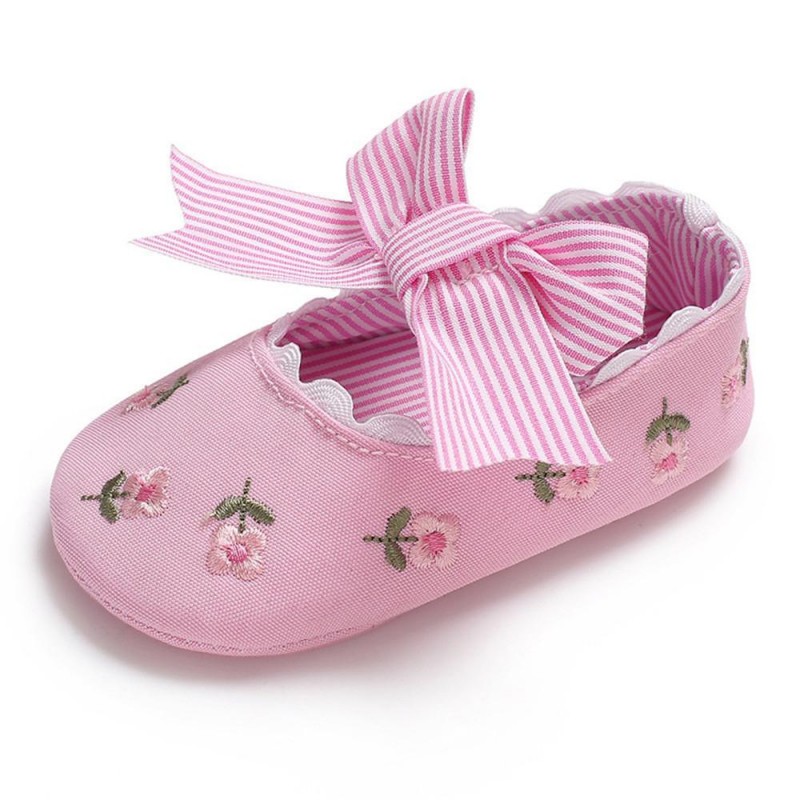 Baby Girls Bow Embroidered Princess Flat Shoes