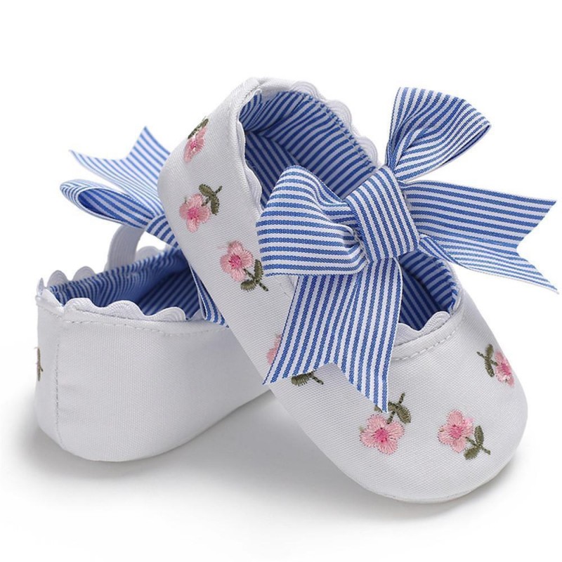 Baby Girls Bow Embroidered Princess Flat Shoes