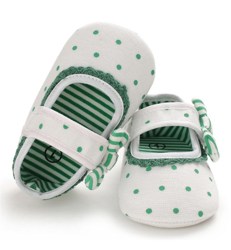 Baby Girls Bow Polka Dot Magic Tape Flat Toddler Shoes