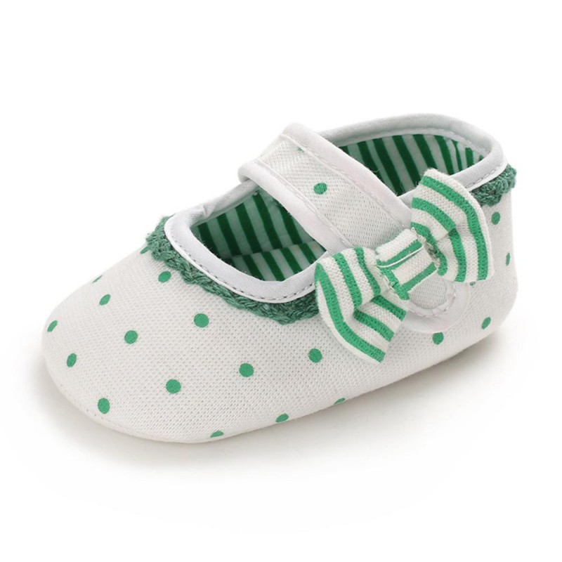 Baby Girls Bow Polka Dot Magic Tape Flat Toddler Shoes