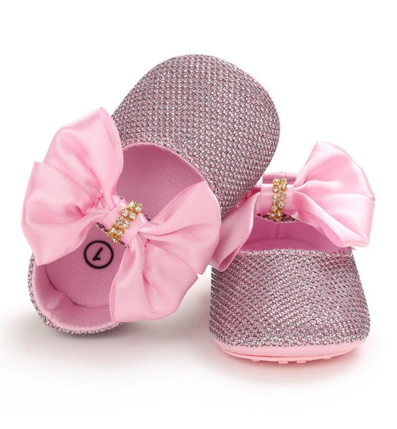 Baby Girls Bow Sequins Magic Tape Princess Shoes Children Shoes