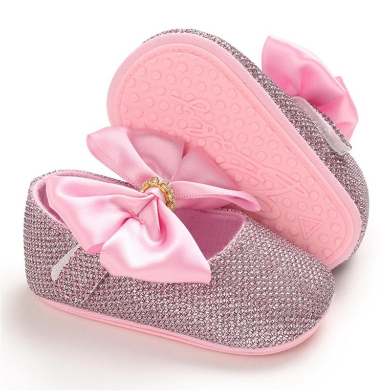 Baby Girls Bow Sequins Magic Tape Princess Shoes Children Shoes