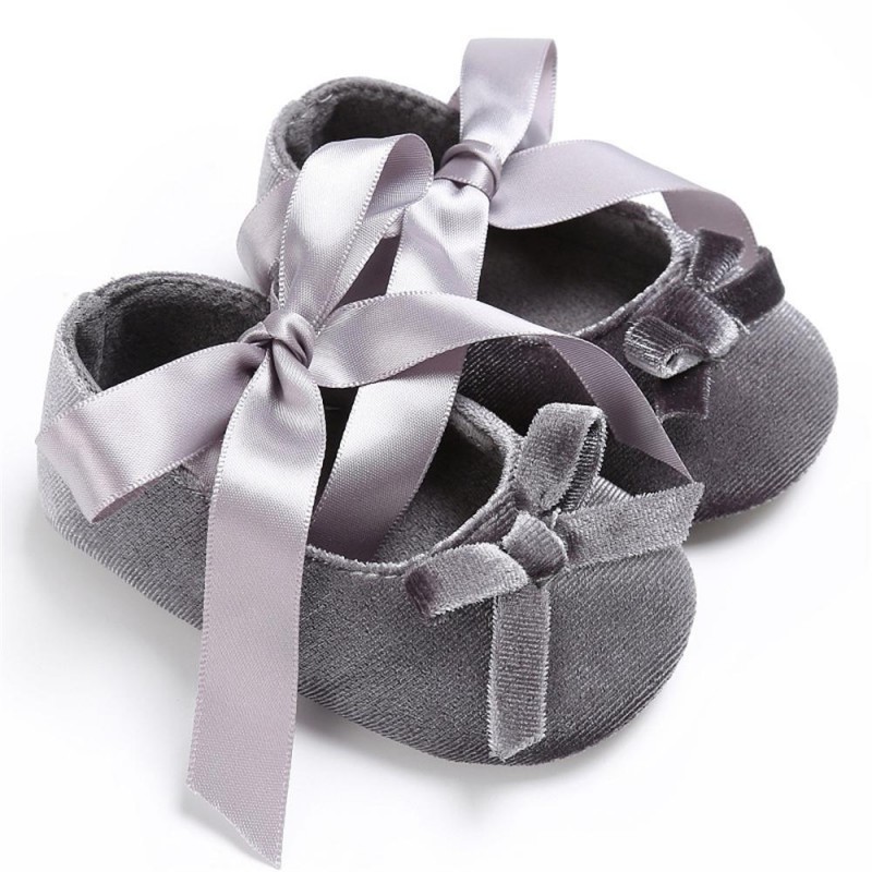 Baby Girls Bow Slip On Soft Sole Flat Shoes 