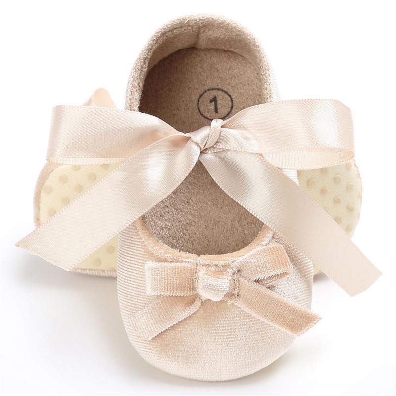 Baby Girls Bow Slip On Soft Sole Flat Shoes 