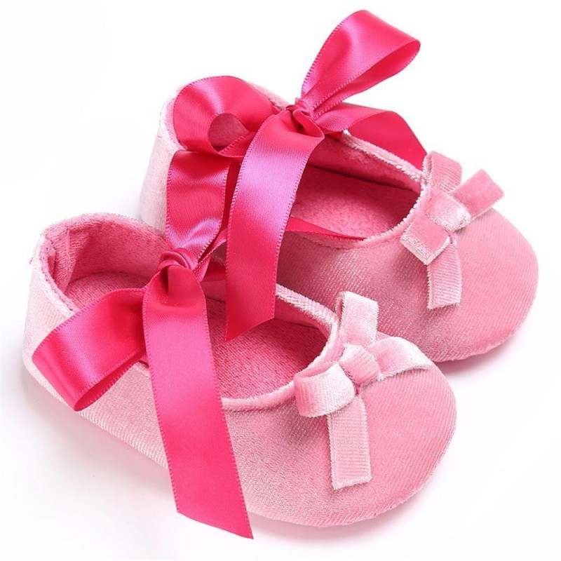 Baby Girls Bow Slip On Soft Sole Flat Shoes 