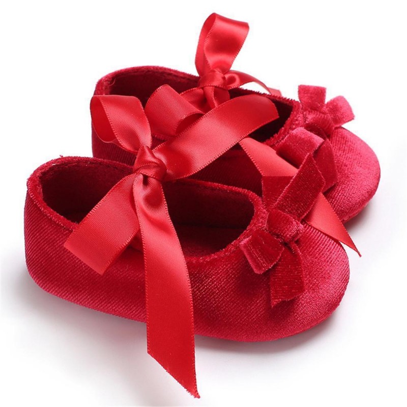 Baby Girls Bow Slip On Soft Sole Flat Shoes 