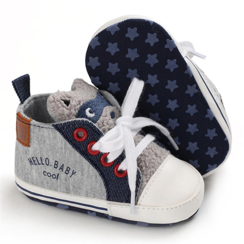 Baby Unisex Cartoon Lace Up Casual Sneakers Baby Boys Winter Shoes