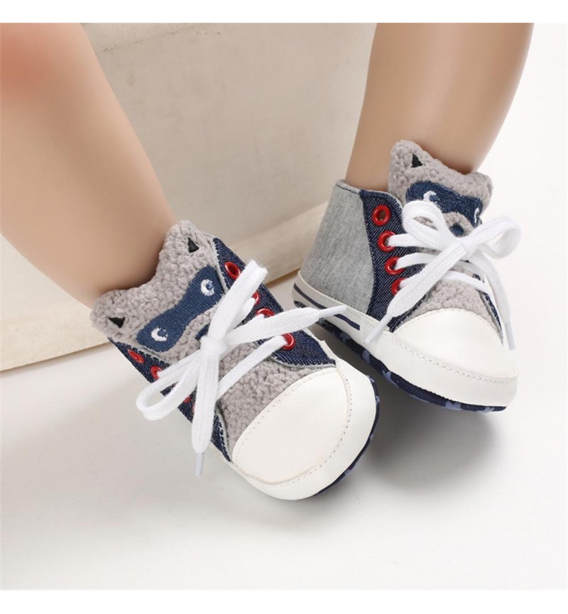 Baby Unisex Cartoon Lace Up Casual Sneakers Baby Boys Winter Shoes