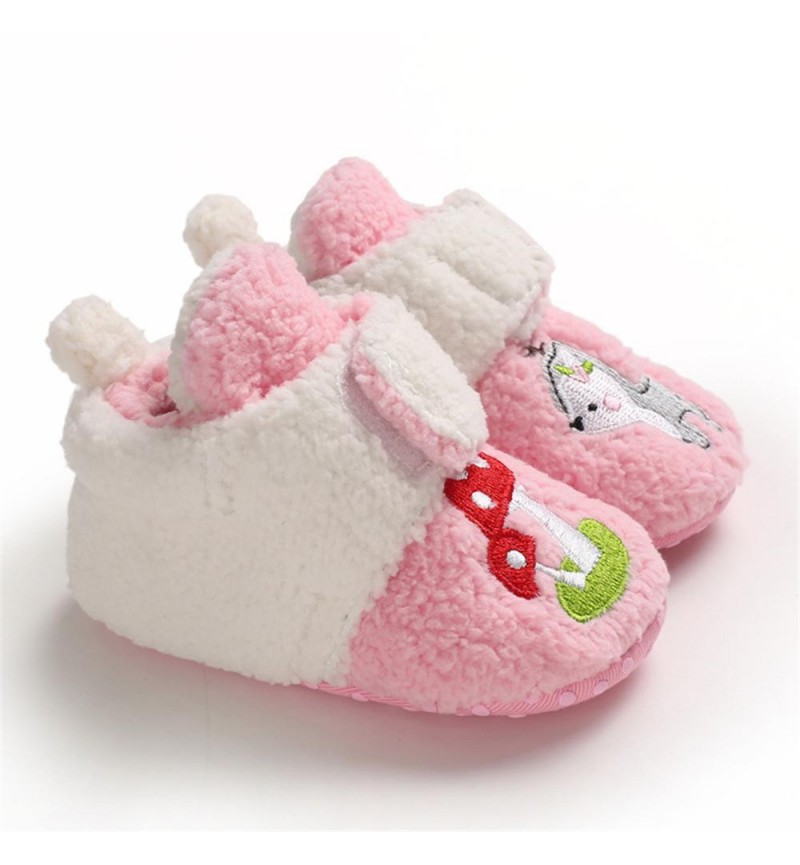 Baby Girls Cartoon Magic Tape Fur Warm Shoes Girls Shoes 