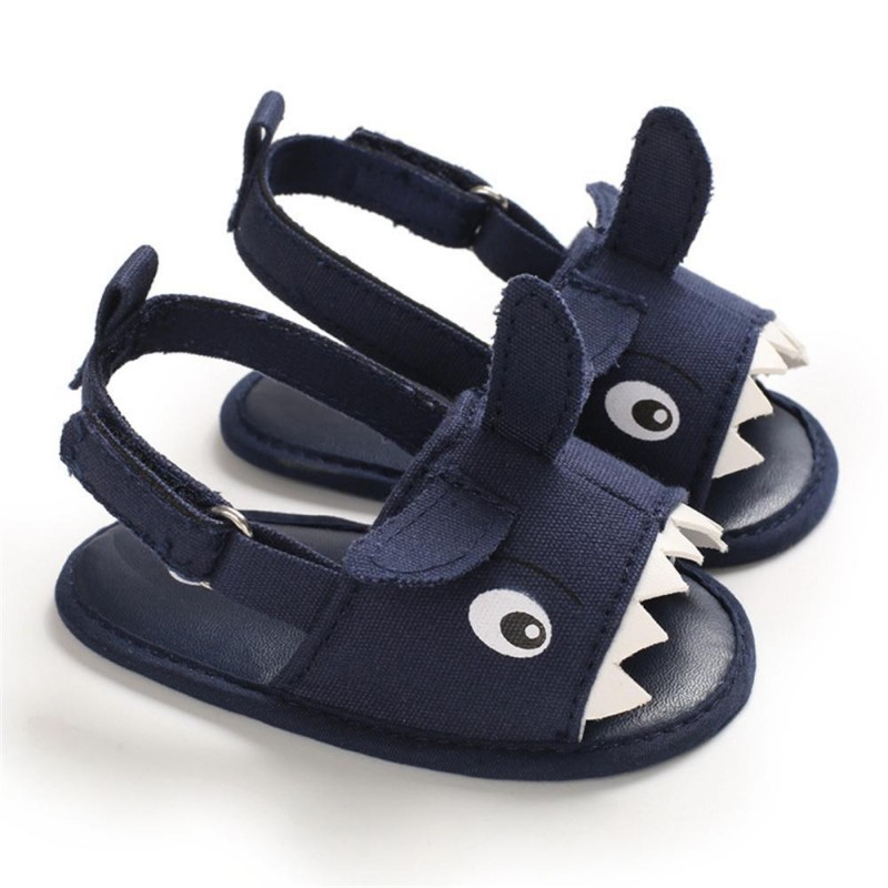 Baby Boys Cartoon Shark Magic Tape Canvas Sandals Baby Shoe 