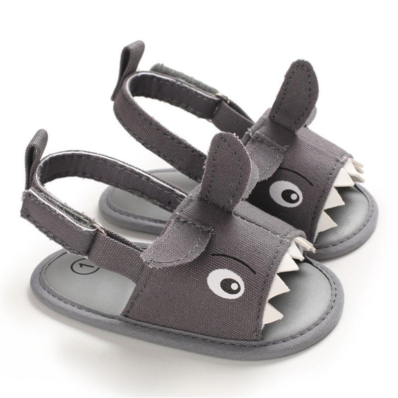 Baby Boys Cartoon Shark Magic Tape Canvas Sandals Baby Shoe 