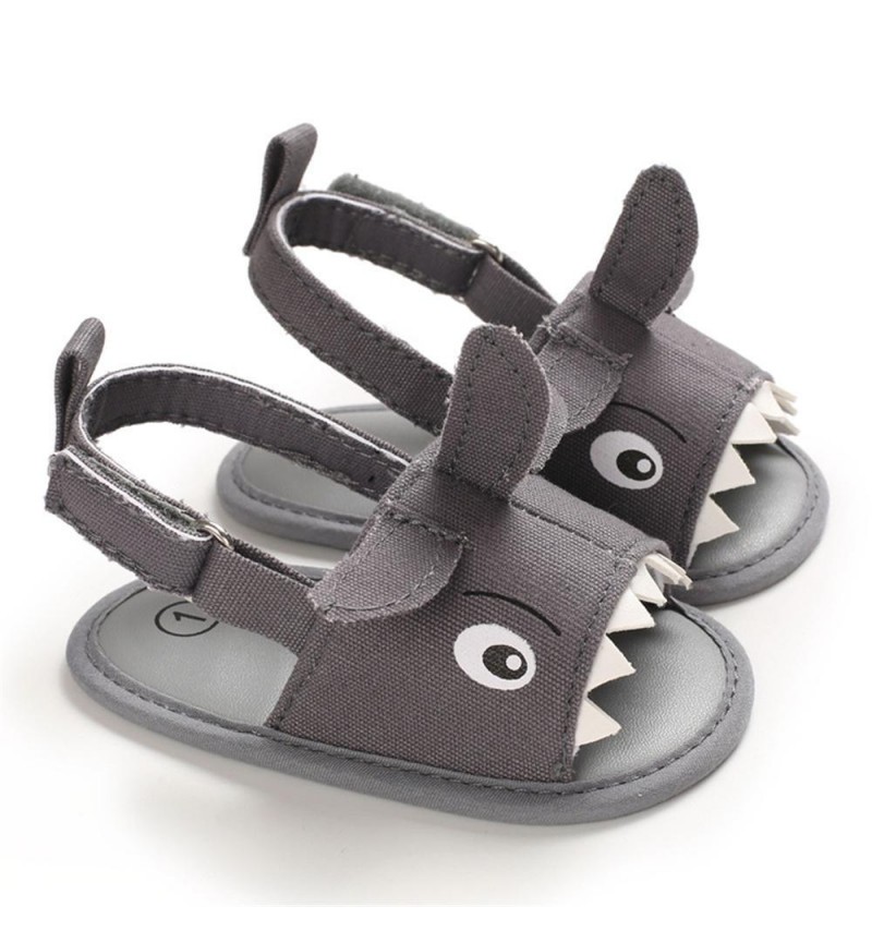 Baby Boys Cartoon Shark Magic Tape Canvas Sandals Baby Shoe 