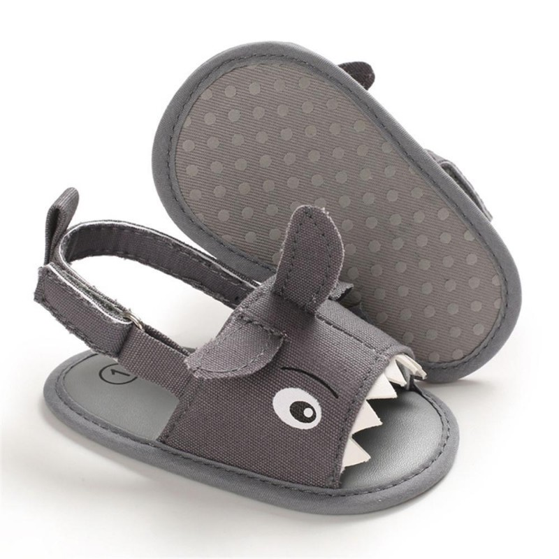 Baby Boys Cartoon Shark Magic Tape Canvas Sandals Baby Shoe 