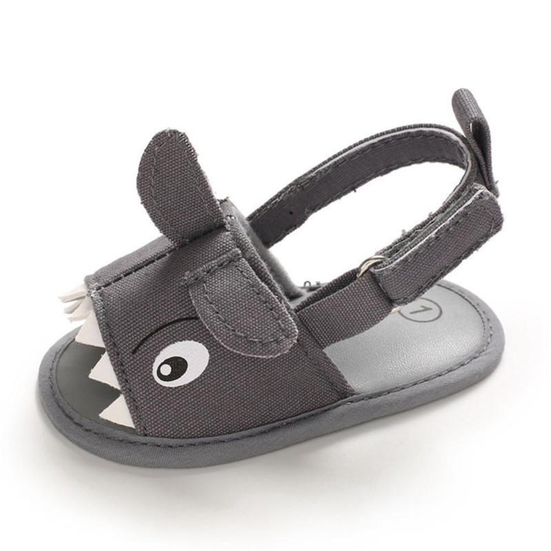 Baby Boys Cartoon Shark Magic Tape Canvas Sandals Baby Shoe 