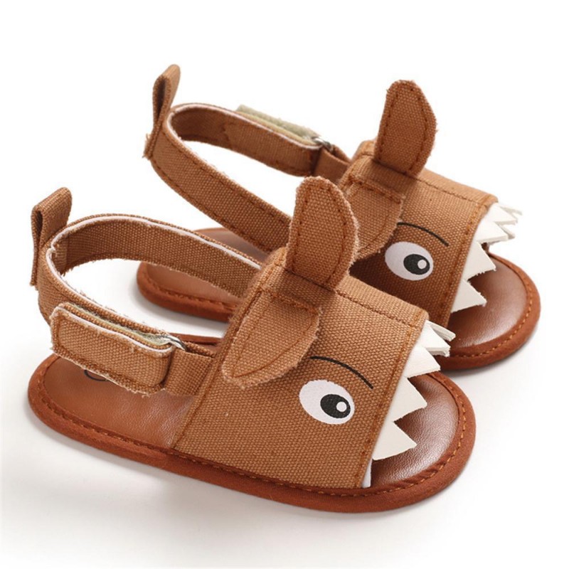 Baby Boys Cartoon Shark Magic Tape Canvas Sandals Baby Shoe 