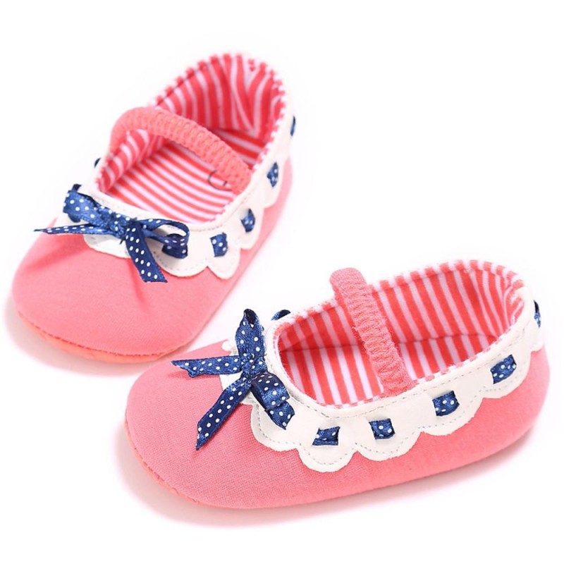 Baby Girls Elastic Band Bow Polka Dot Princess Flat Shoes