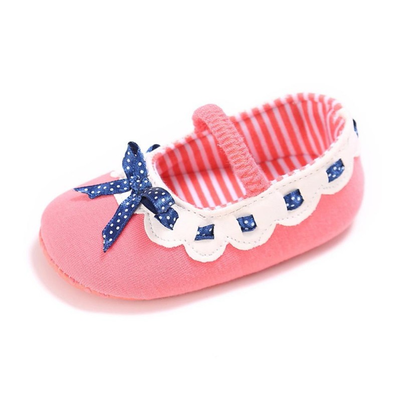 Baby Girls Elastic Band Bow Polka Dot Princess Flat Shoes