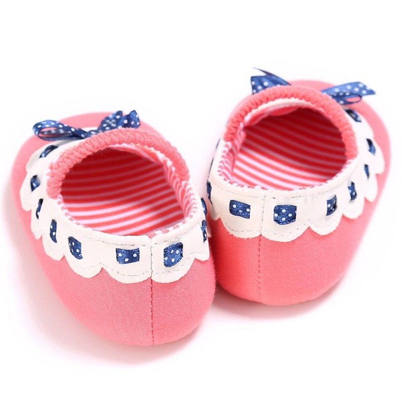 Baby Girls Elastic Band Bow Polka Dot Princess Flat Shoes