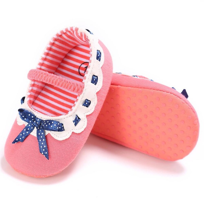Baby Girls Elastic Band Bow Polka Dot Princess Flat Shoes