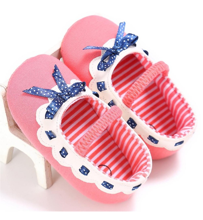 Baby Girls Elastic Band Bow Polka Dot Princess Flat Shoes