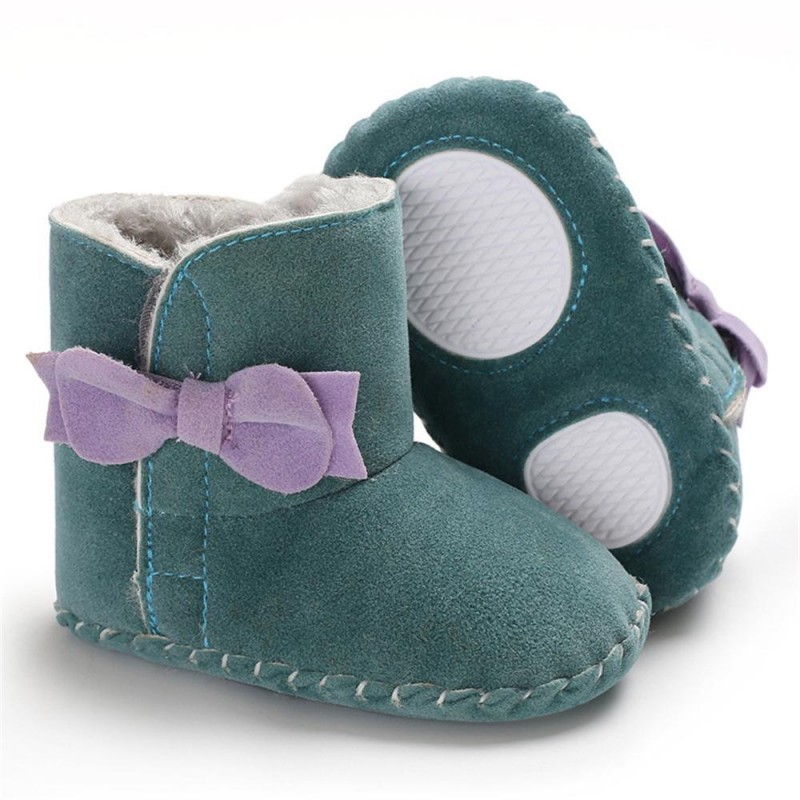 Baby Girls Bow Decor Winter Fur Snow Boots Girls Shoes