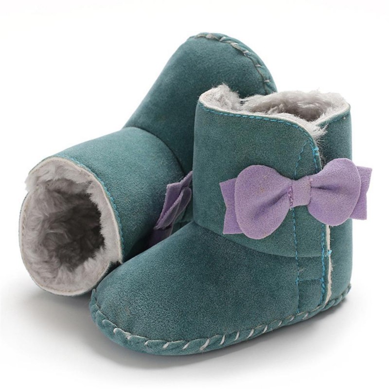 Baby Girls Bow Decor Winter Fur Snow Boots Girls Shoes