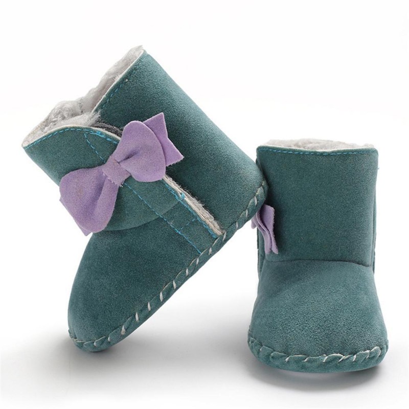 Baby Girls Bow Decor Winter Fur Snow Boots Girls Shoes