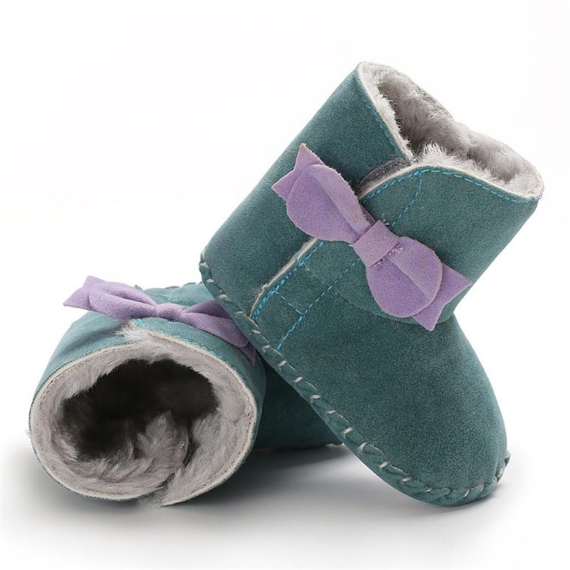 Baby Girls Bow Decor Winter Fur Snow Boots Girls Shoes