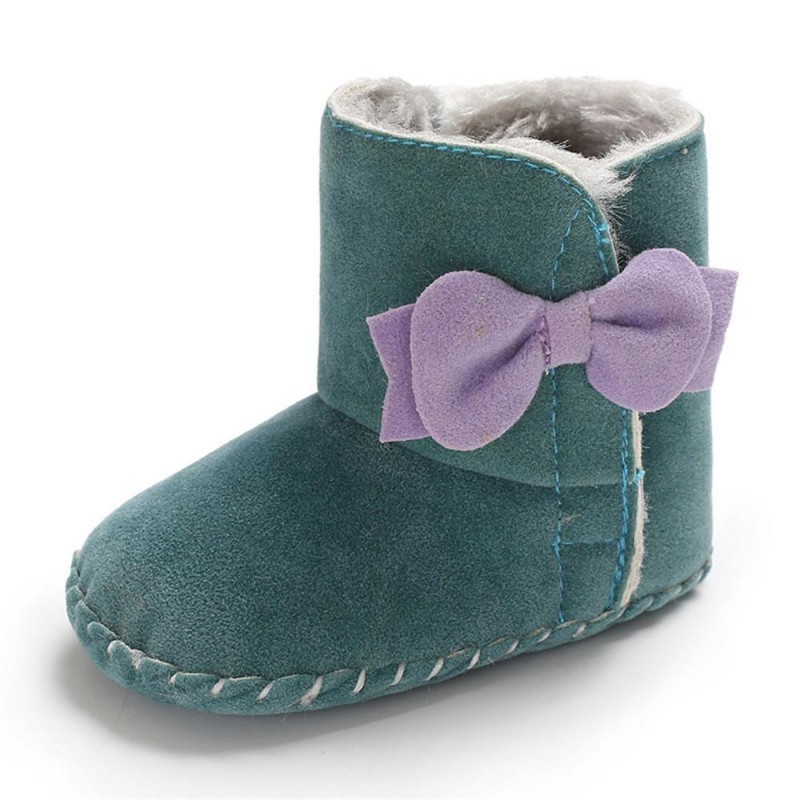 Baby Girls Bow Decor Winter Fur Snow Boots Girls Shoes