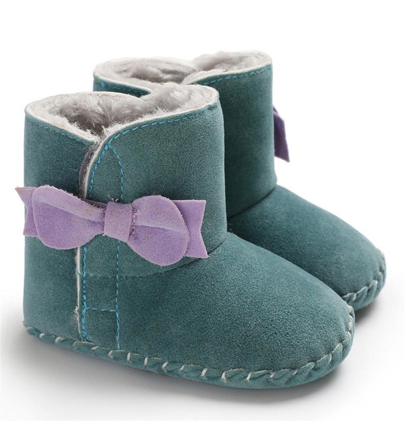Baby Girls Bow Decor Winter Fur Snow Boots Girls Shoes