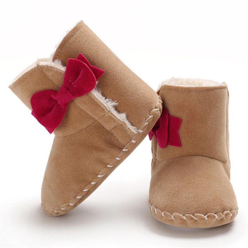 Baby Girls Bow Decor Winter Fur Snow Boots Girls Shoes