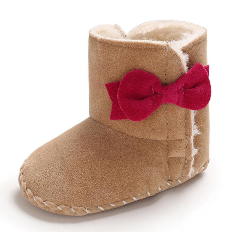 Baby Girls Bow Decor Winter Fur Snow Boots Girls Shoes