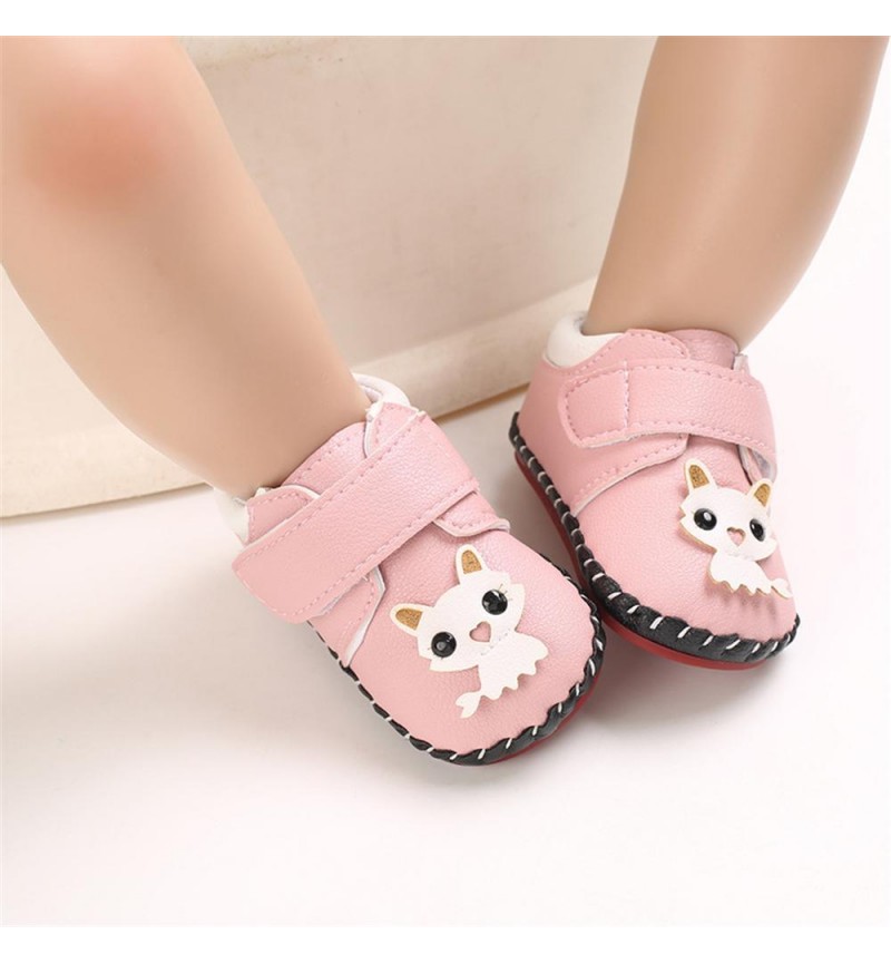 Baby Girls Cartoon Solid Magic Tape Flats Kids Shoes