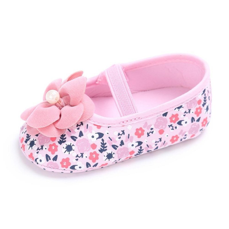 Baby Girls Flower Printed Slip On Shoes 