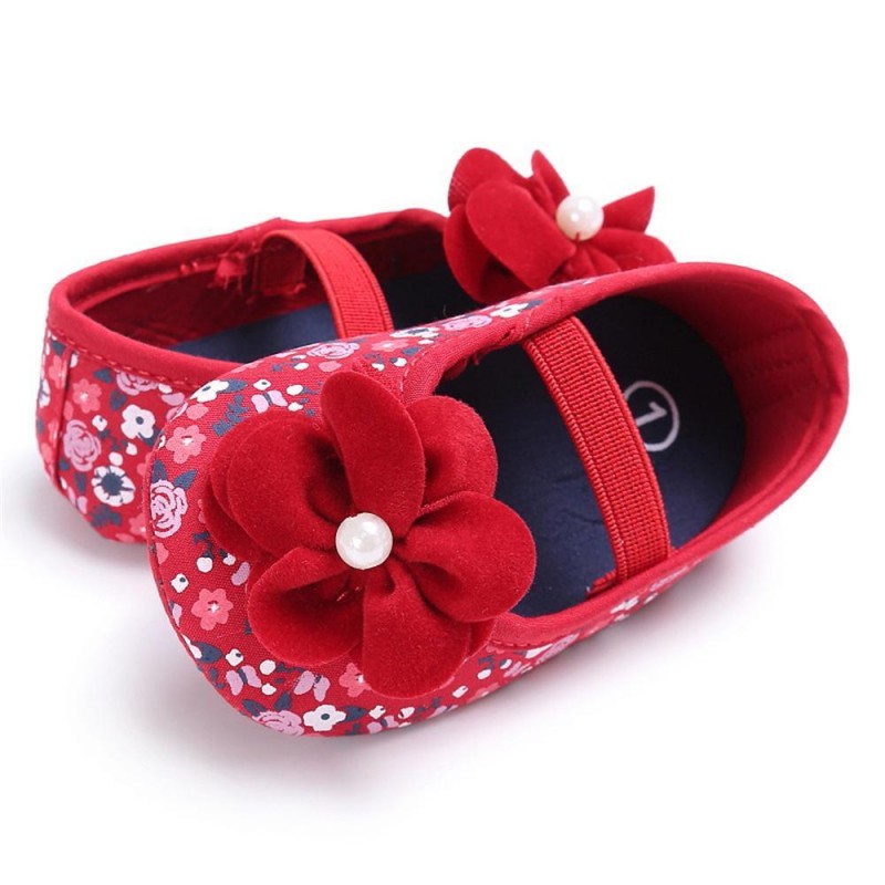 Baby Girls Flower Printed Slip On Shoes 