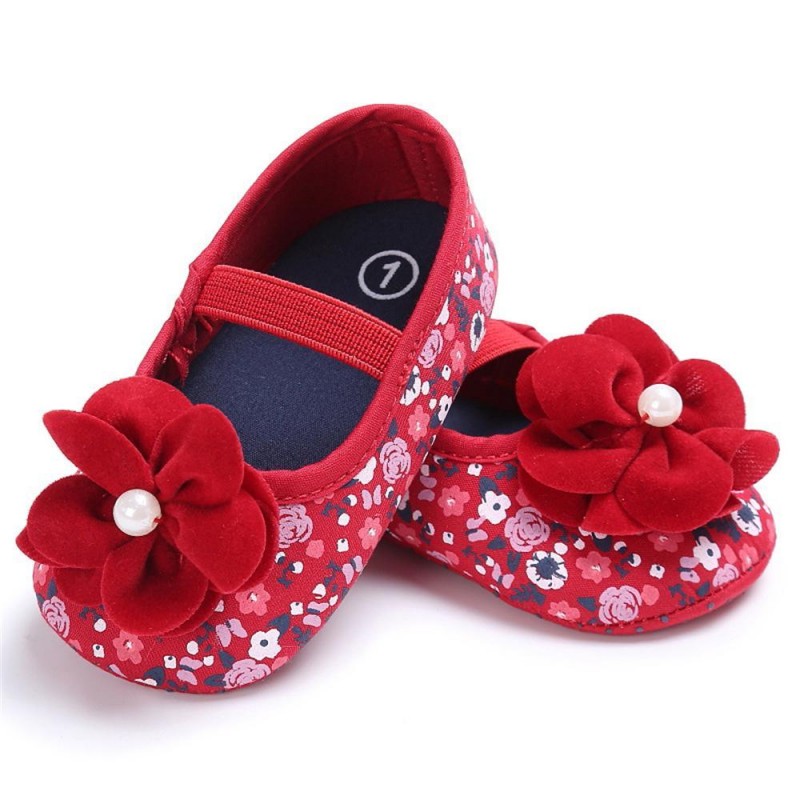Baby Girls Flower Printed Slip On Shoes 