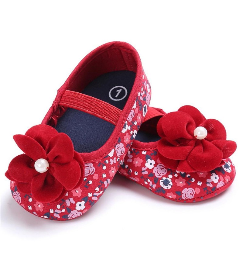 Baby Girls Flower Printed Slip On Shoes 